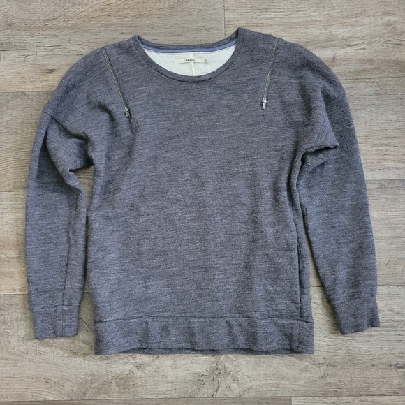 J BRAND Gray Wool Cotton Zip Shoulde Sweater Sweatshirt Size Small *EUC* - Picture 1 of 5